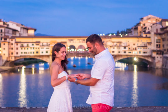 Wedding Photo Session in Tuscan Vineyard and at Ponte Vecchio